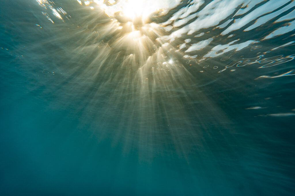 underwater sunset